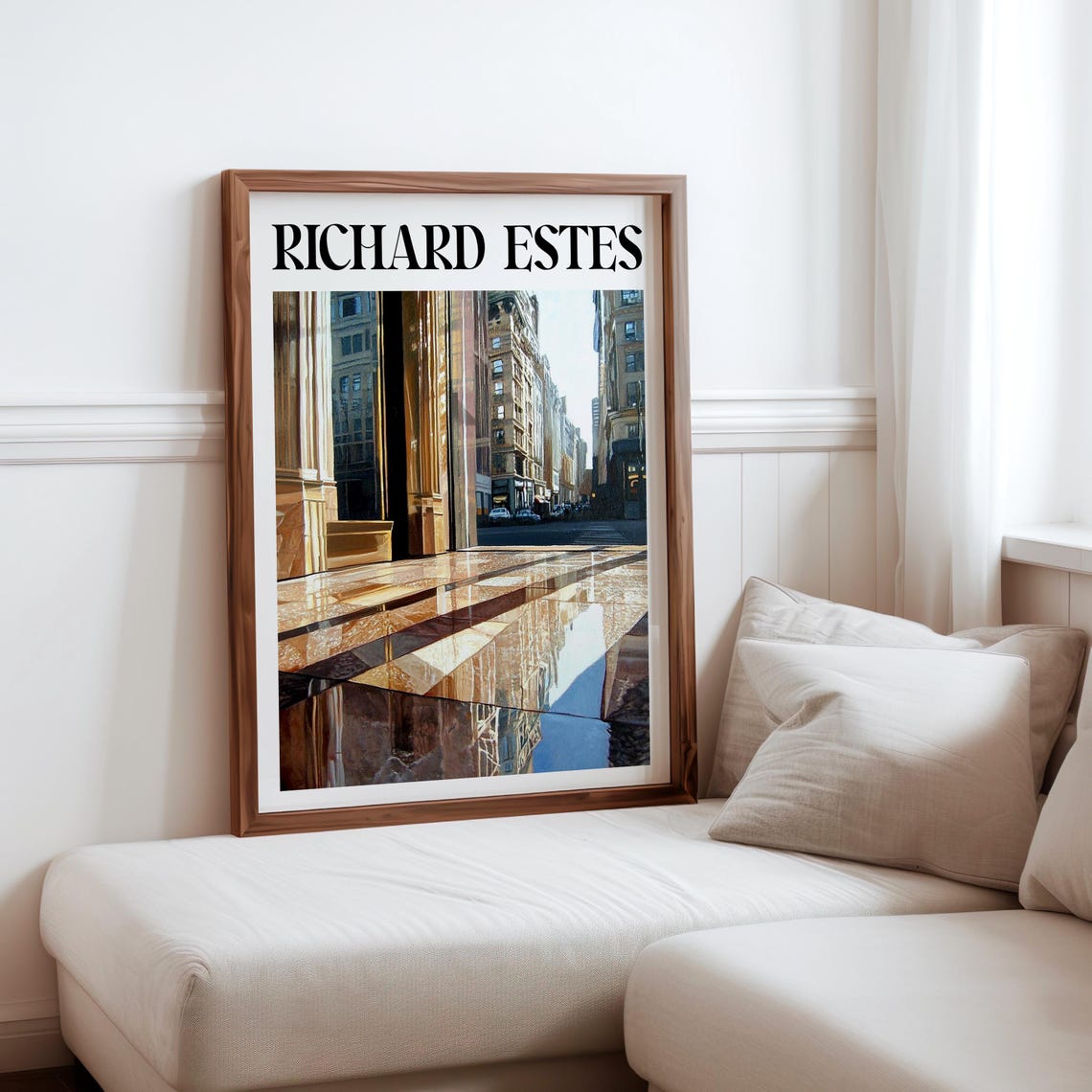 Amber Glass Curtain Wall City Reflection Mirrored Floor Art Poster