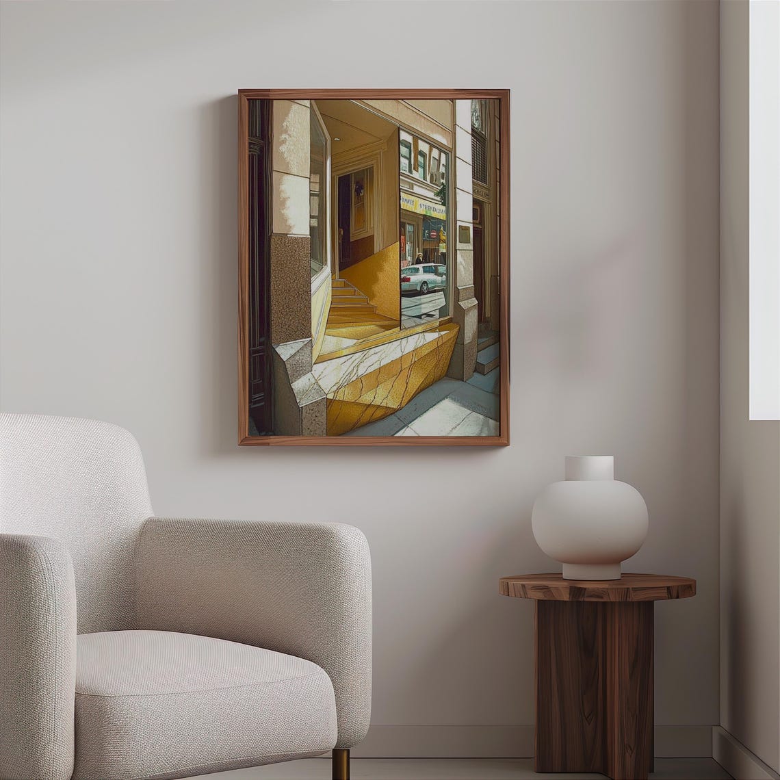 Photorealistic Marble Staircase Storefront Entrance Mirror Poster - Image 2