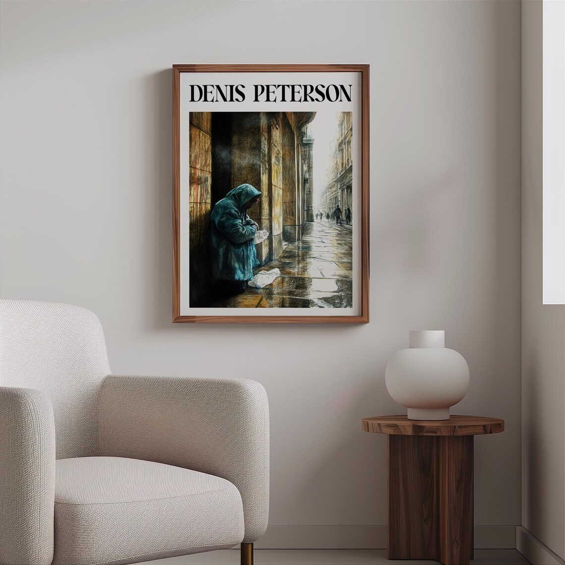 Denis Peterson Hooded Figure Archway Wet Street Night Art Poster - Image 2