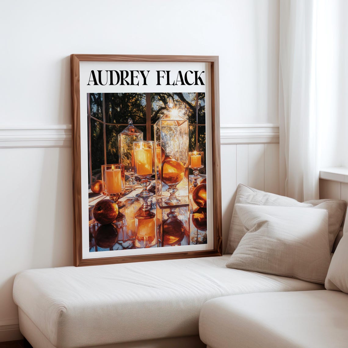 Audrey Flack Inspired Glass Lanterns Candles Evening Window Poster