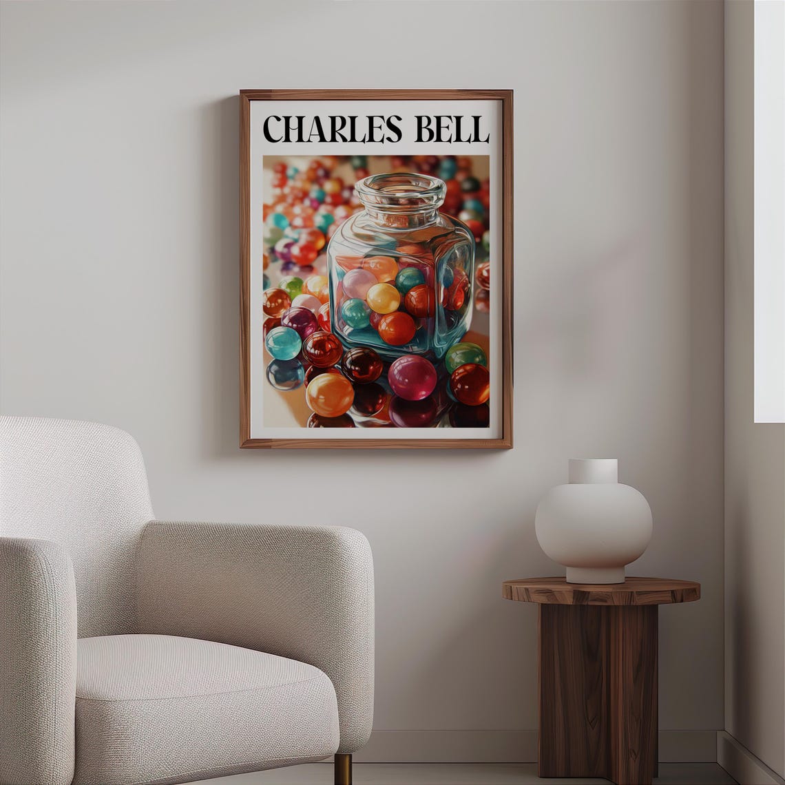Charles Bell Inspired Open Jar Multicolor Gumballs Spilled Pop Poster - Image 2