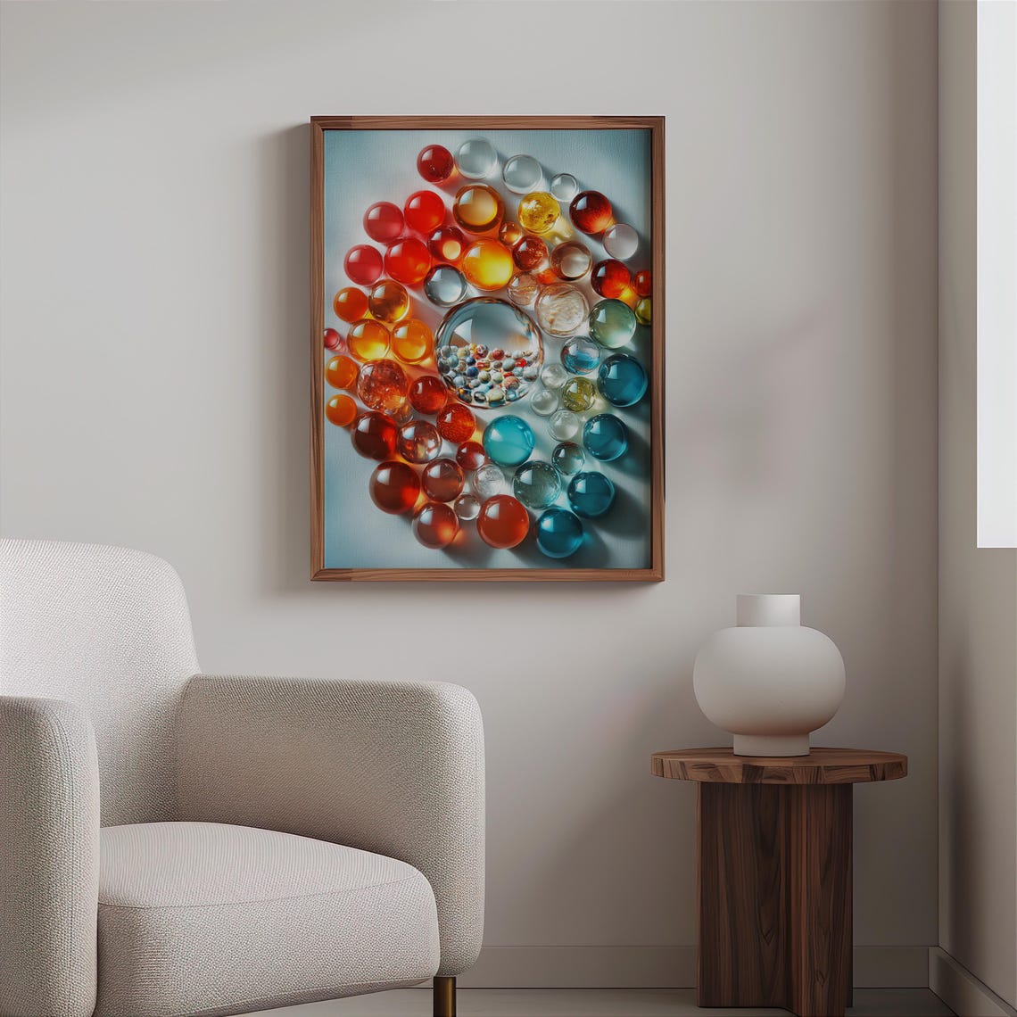 Circular Cluster Colorful Glass Marbles Beads Photorealism Poster - Image 2