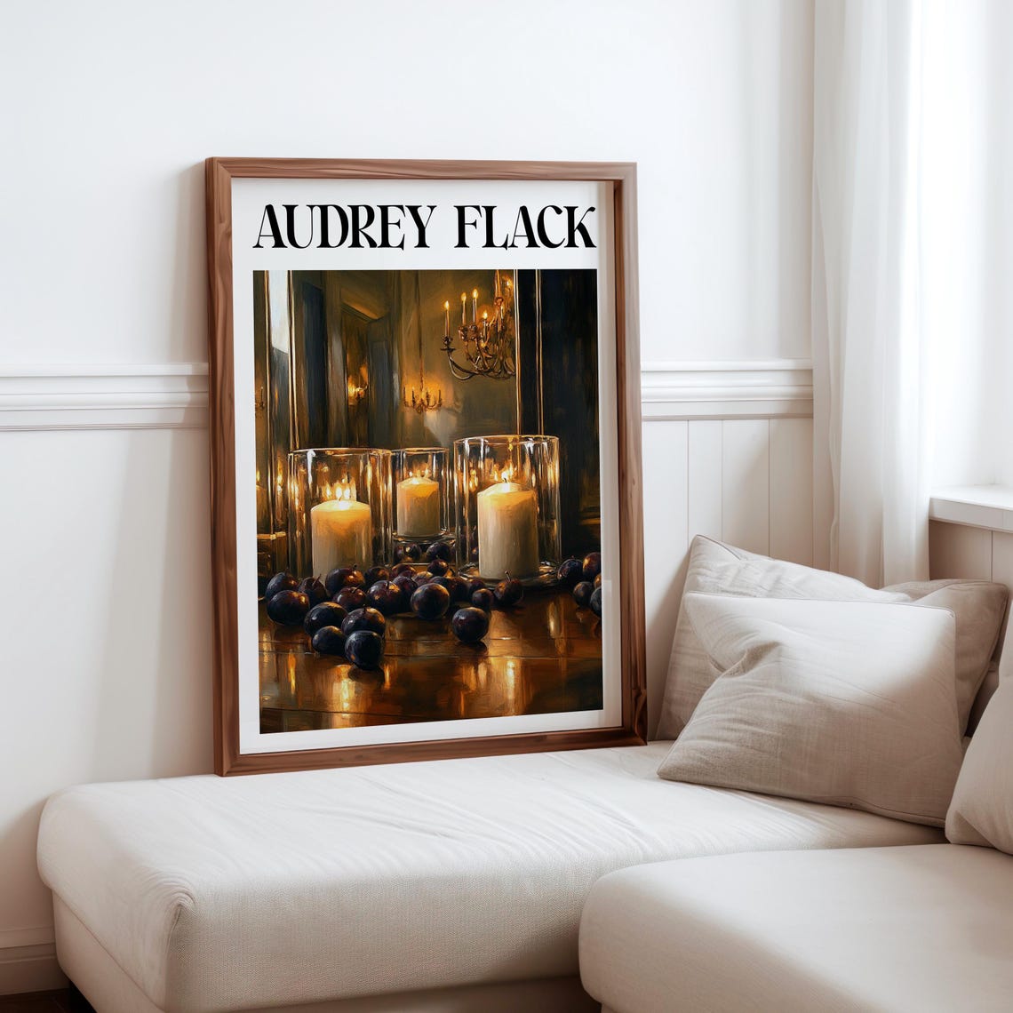 Audrey Flack Candlelight Grapes Chandelier Mirror Still Life Poster