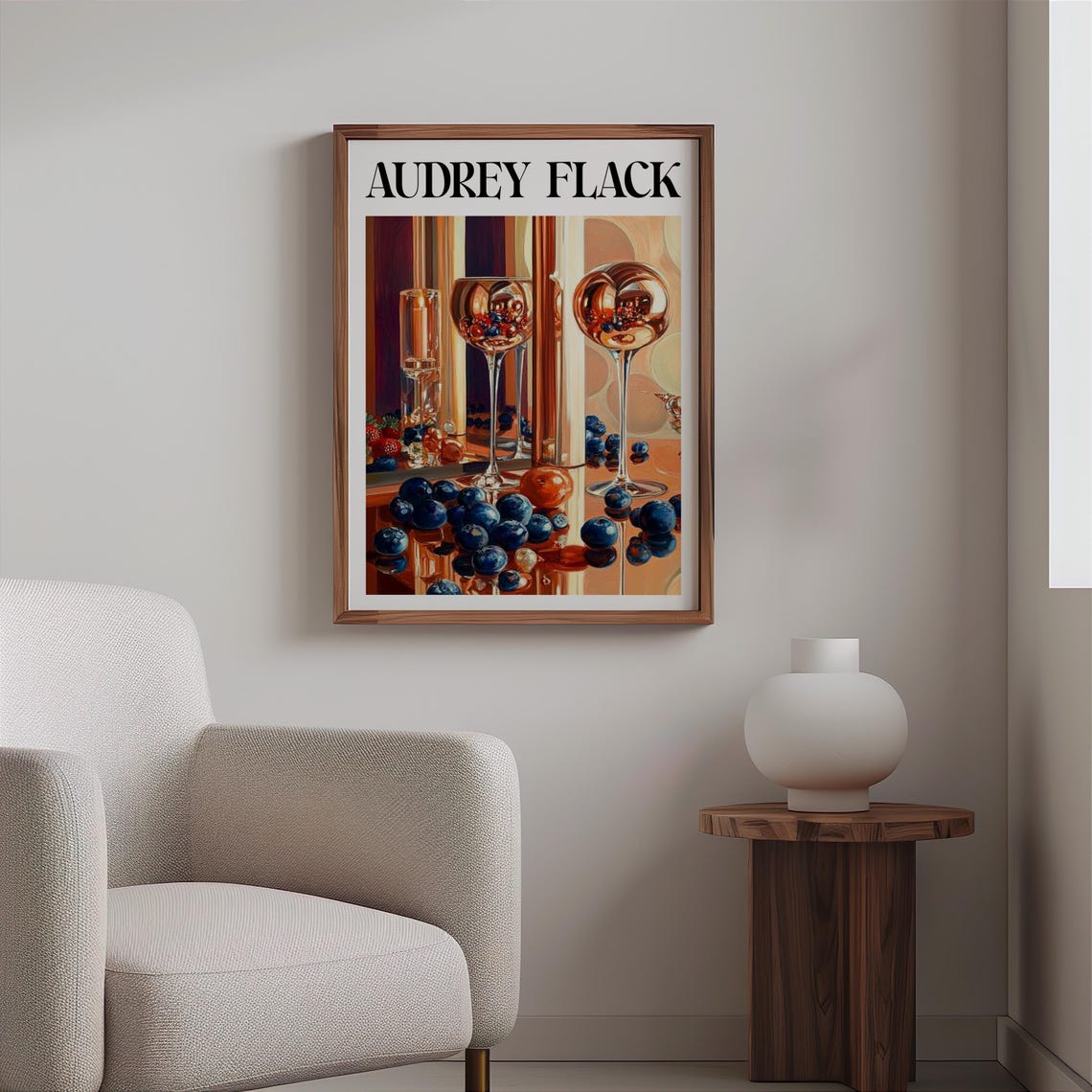 Audrey Flack Wine Glasses Blueberries Cherries Still Life Poster - Image 2