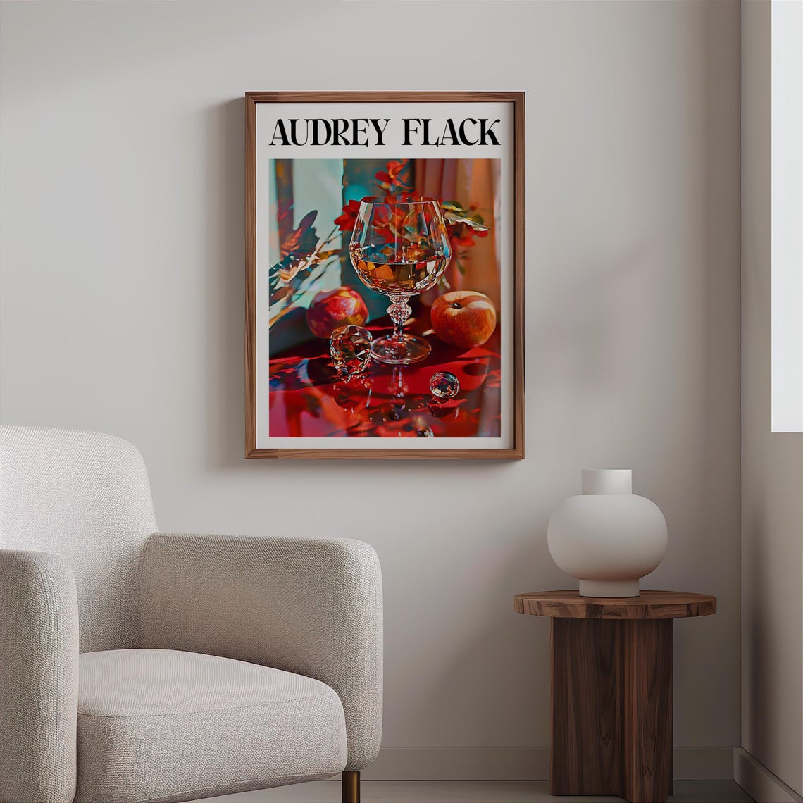 Audrey Flack Amber Wine Glass Apples Faceted Gems Still Life Print - Image 2