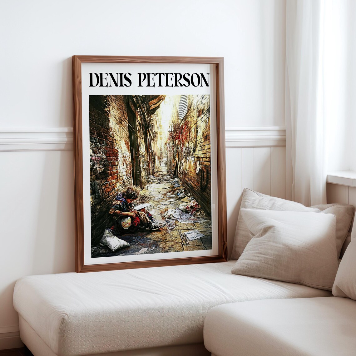 Denis Peterson Child Reading in Trash Filled Alley Painting Art Poster