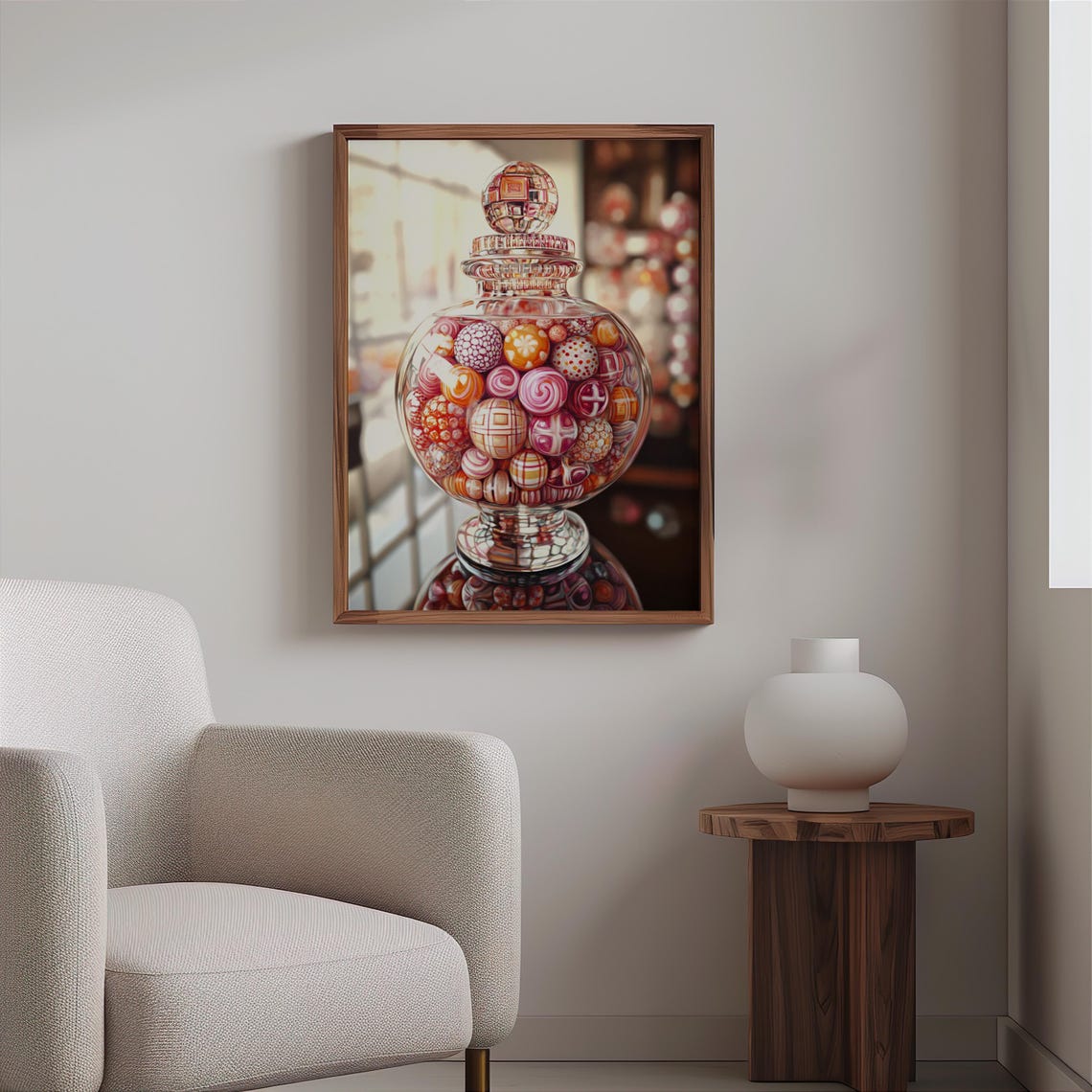 Crystal Apothecary Jar Patterned Sweets Still Life Photorealism Poster - Image 2