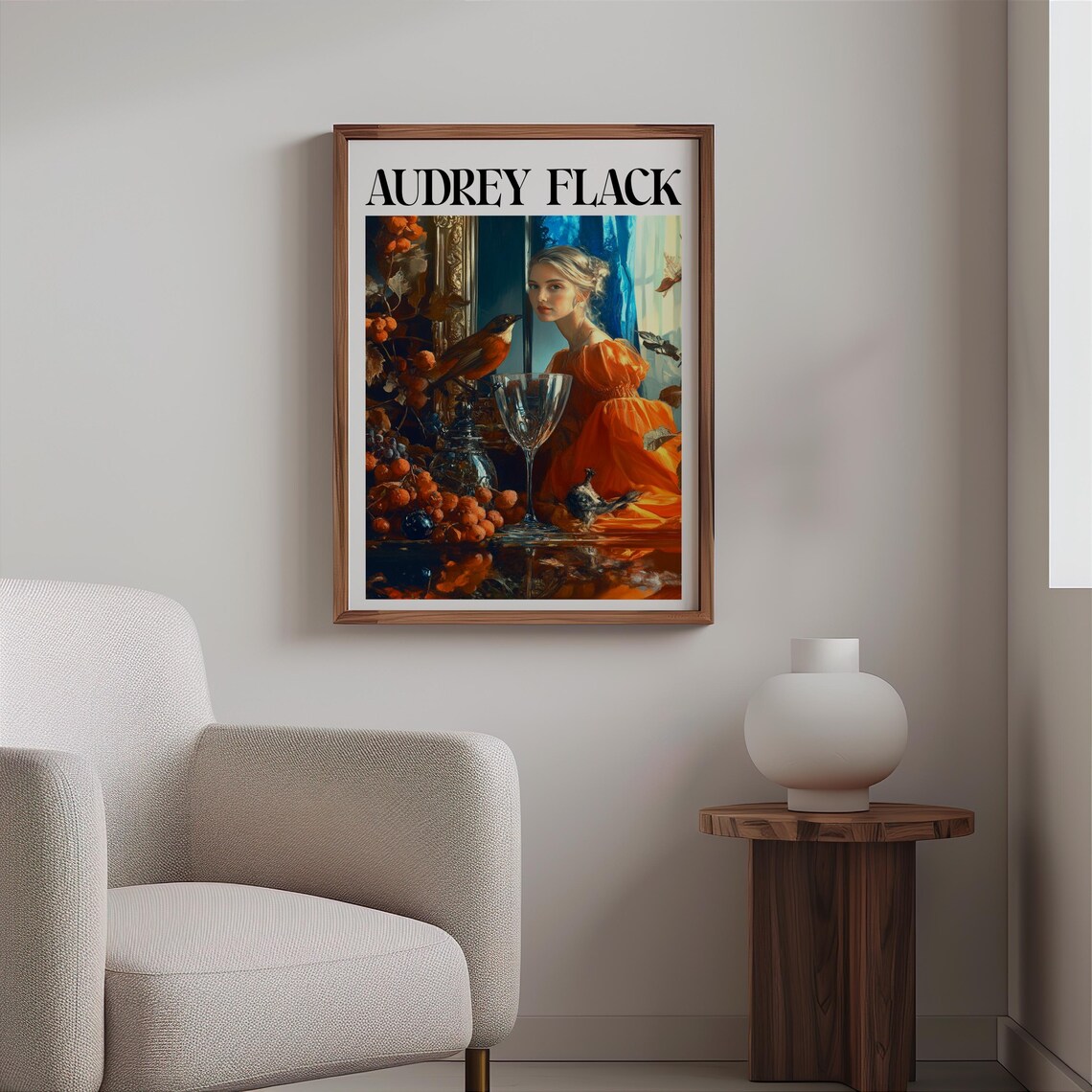 Audrey Flack Woman Birds Crystal Goblet Baroque Still Life Art Poster - Image 2