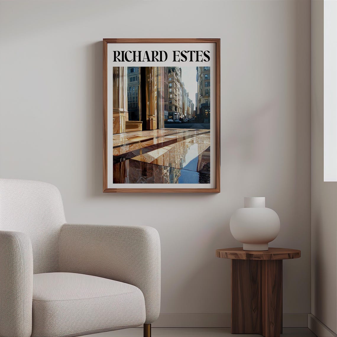 Amber Glass Curtain Wall City Reflection Mirrored Floor Art Poster - Image 2