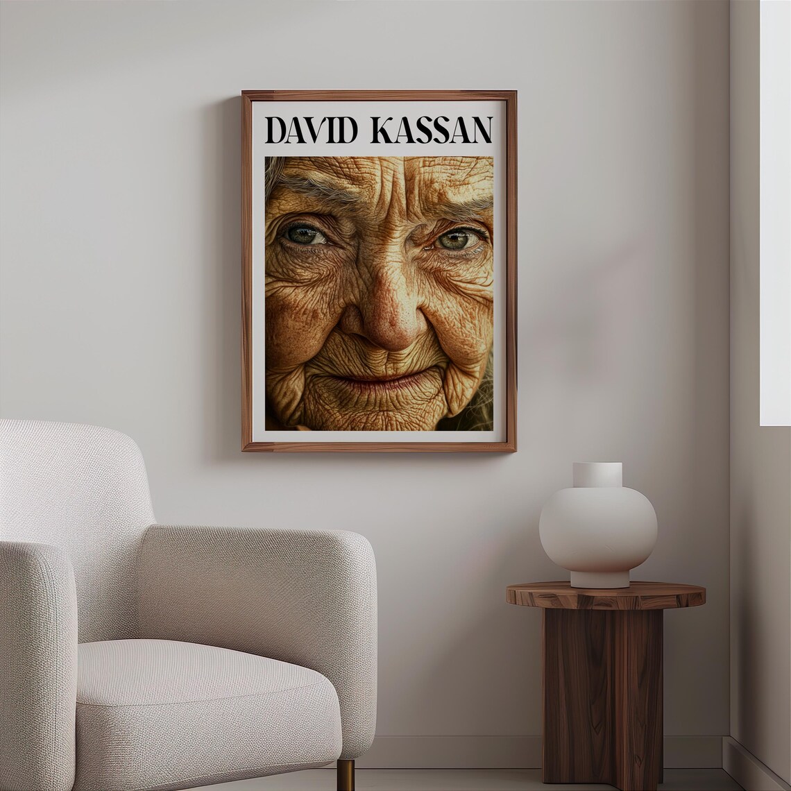 David Kassan Style Wrinkled Elderly Woman Face Photorealism Art Poster - Image 2