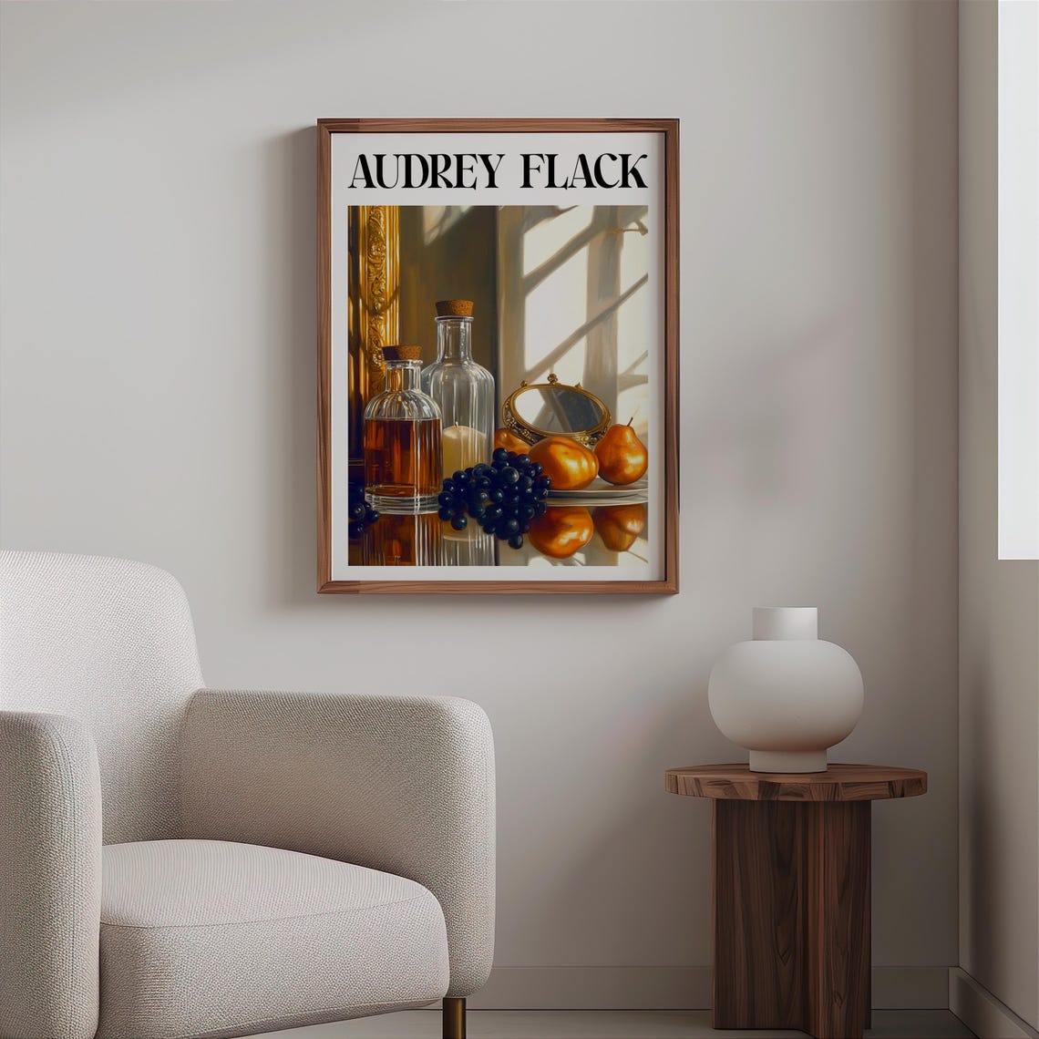 Audrey Flack Inspired Amber Bottles Pears Vanity Mirror Poster - Image 2