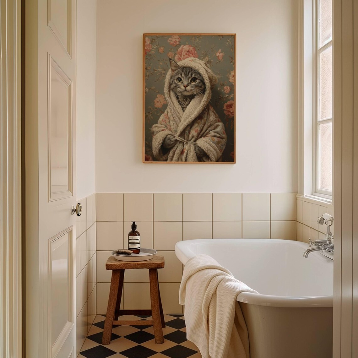 Tabby Cat In Bathrobe, Cat Lover Poster Print - Image 3