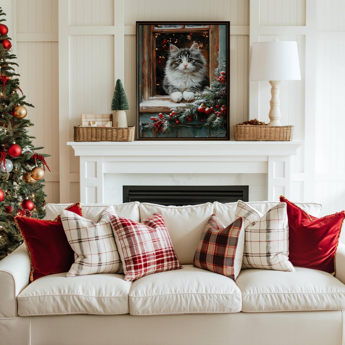 Tabby Cat Christmas Poster, Rustic Farmhouse Holiday - Image 6