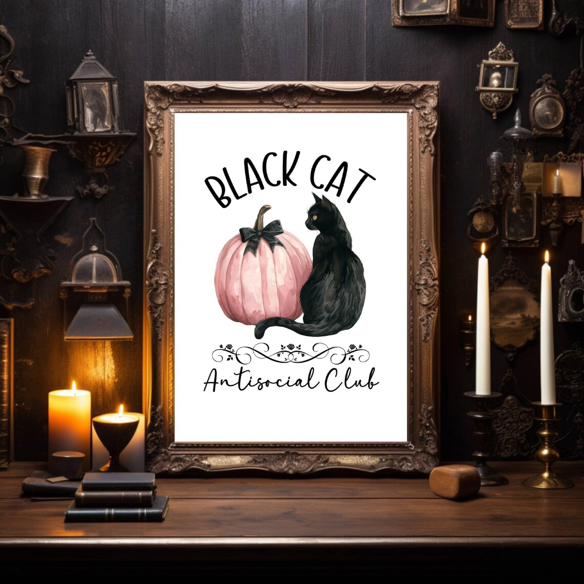 Black Cat Antisocial Club Cat Wall Art Poster - Image 6