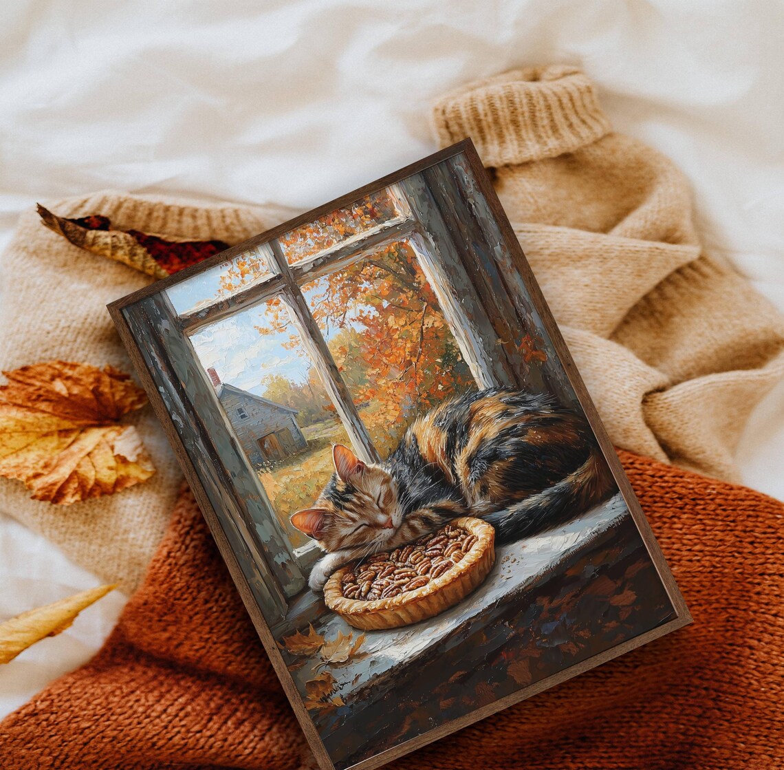 Tortie Cat and Pecan Pie Thanksgiving Poster - Image 7