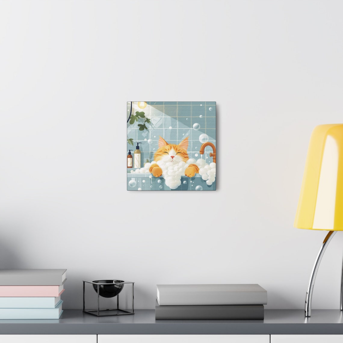 Contented Ginger Cat Relaxing in a Bubble Bath Cartoon Art Poster - Image 7