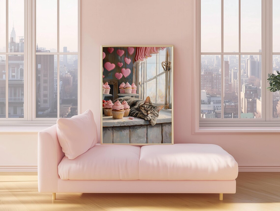 Tabby Cat And Cupcakes Valentines Day Poster - Image 4