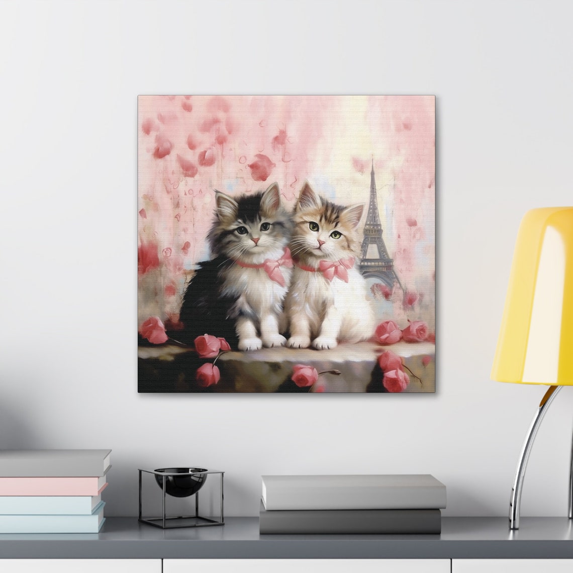 Two Kittens with Pink Bows Before the Eiffel Tower in Paris Poster - Image 3