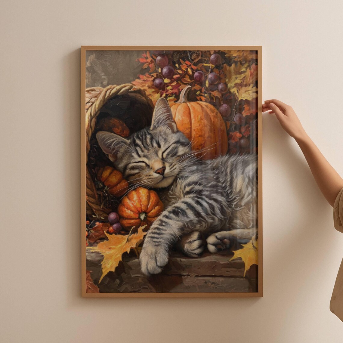 Tabby Cat Thanksgiving Cornucopia Wall Art Print - Image 2