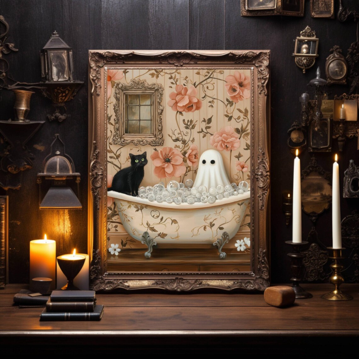 Ghost and Cat in Bathtub, Bathroom Poster - Image 3