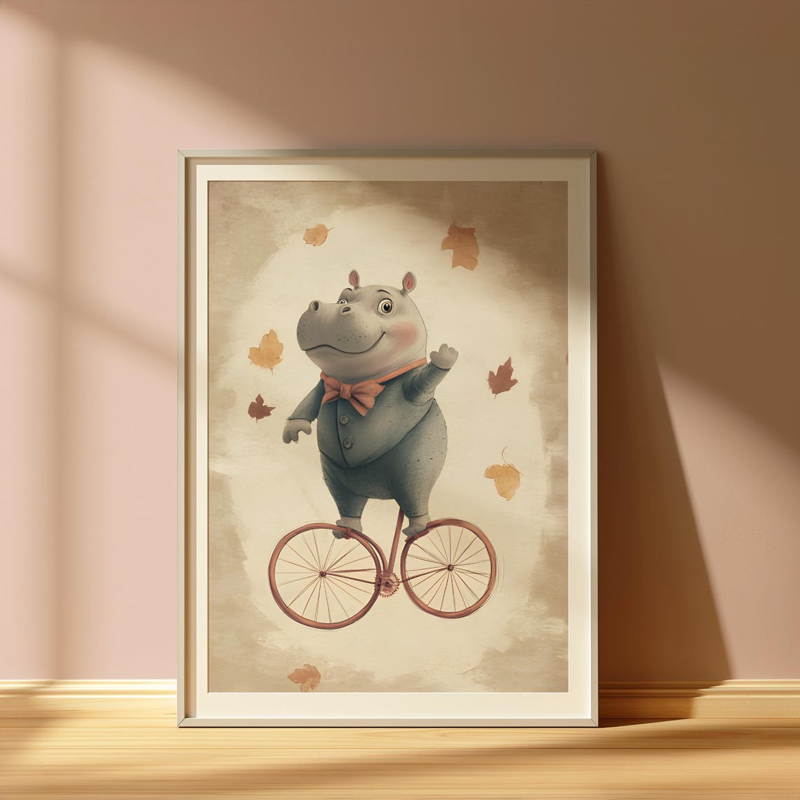 Nursery Wall Art Hippo Print Cute Animal Poster Decor For Baby Room Prints And
