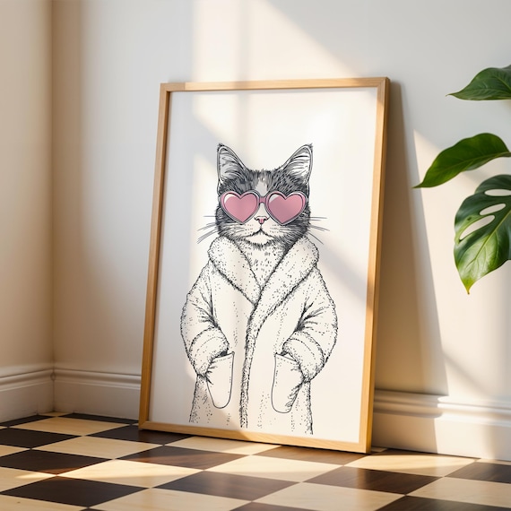 Cat Bathroom Print Funny Wall Art Decor Prints For Animal