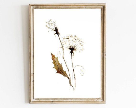 Dandelion Watercolor Cottage Decor Art Print