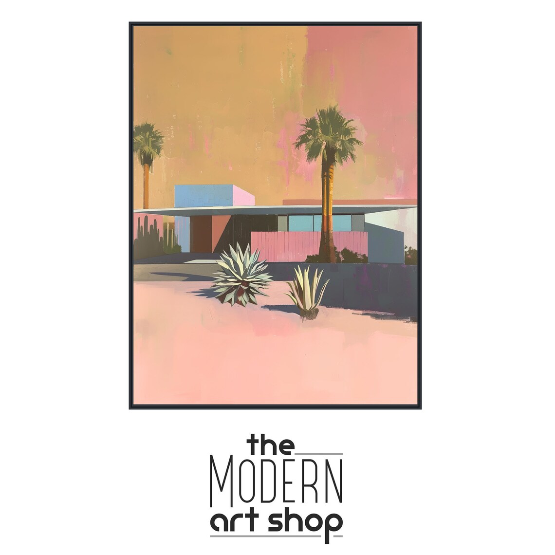 Pastel Palm Springs Mid Century Home Painting Palm Trees Wall Poster - Image 4