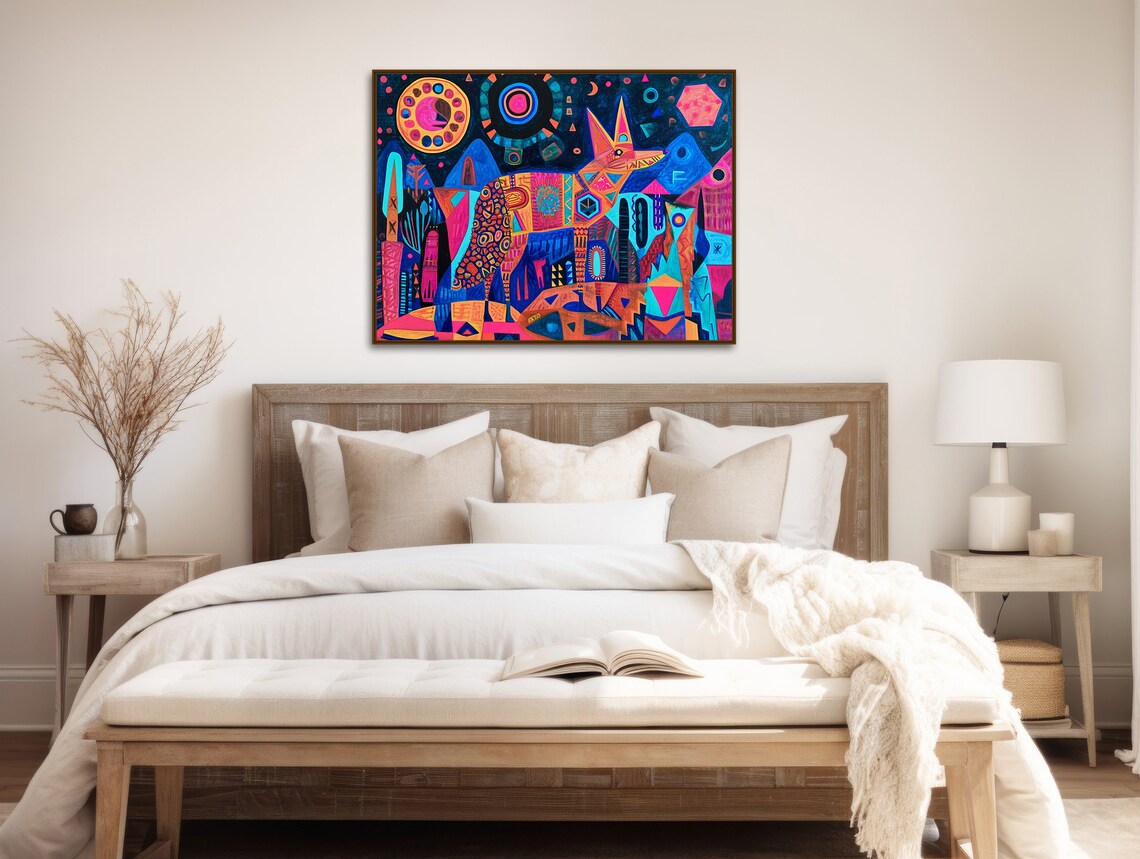 Moonlight Howl Coyote Art Print, Southwestern Boho - Image 2