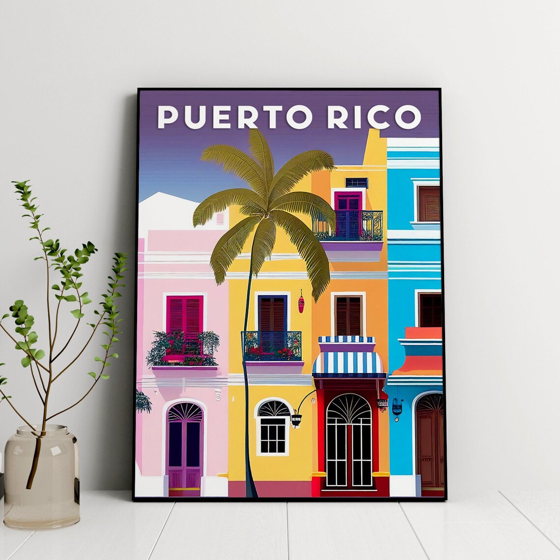 Puerto Rico Travel Poster, Caribbean Latin Wall Decor
