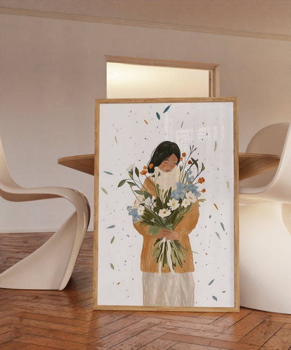 Modern Woman Wall Art Abstract Female Print Boho Girl Print Wall Decor Minimalist Girl Abstract Woman