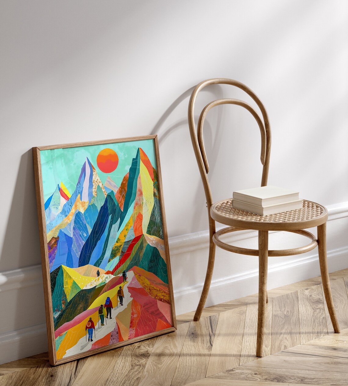 Colorful Mountain Hiking Abstract Art Print - Image 3