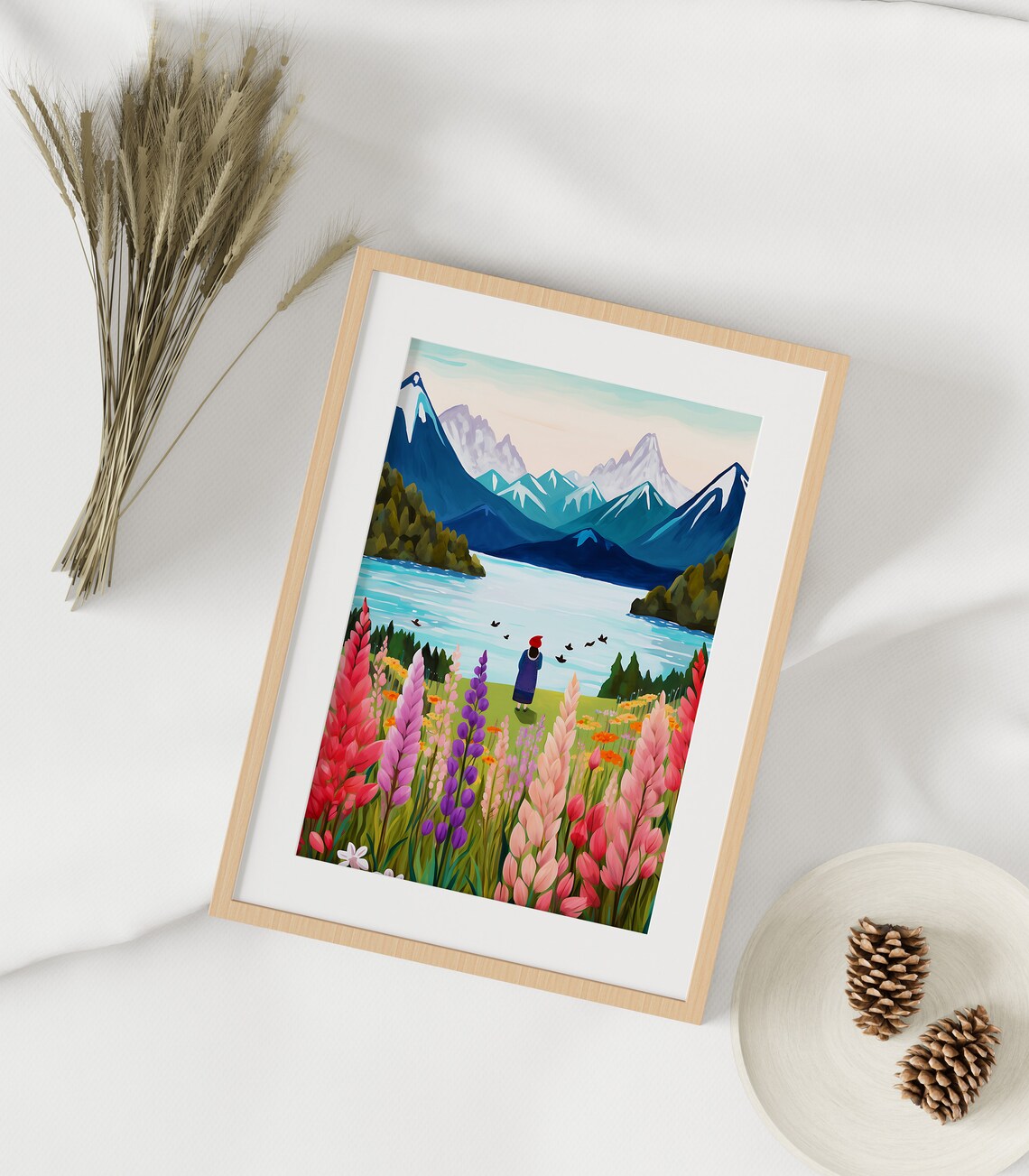 New Zealand Travel Illustration, Mountain Lake Poster - Image 2