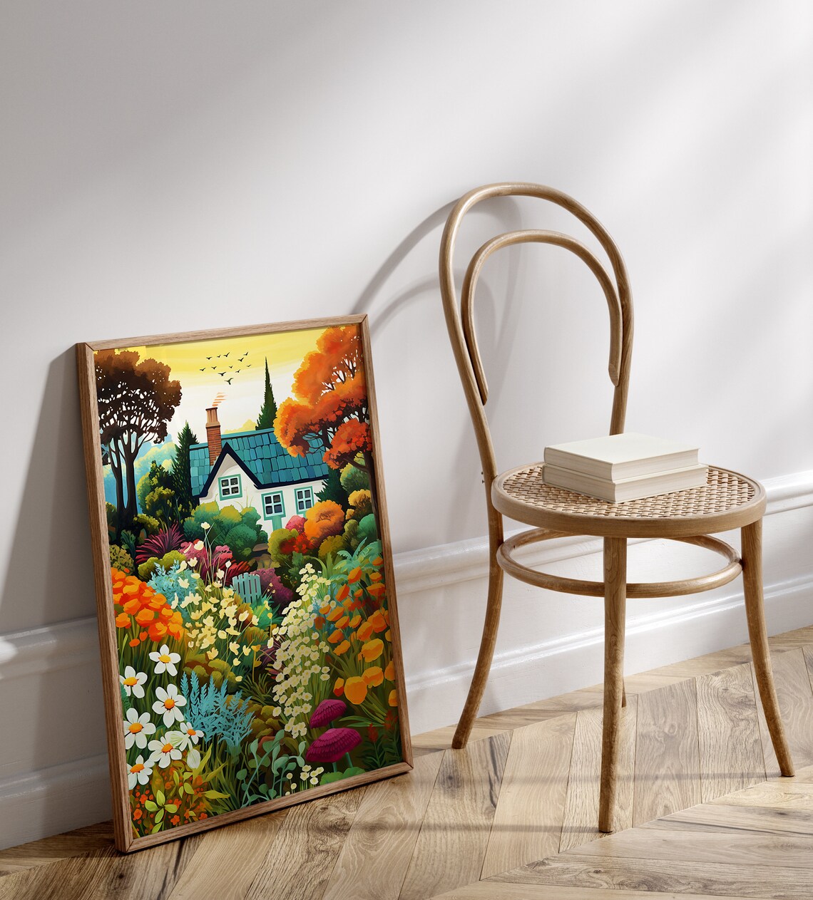 Autumn Cottage Garden Illustration Art Print - Image 3