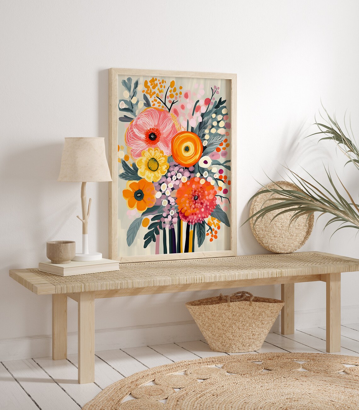 Abstract Floral Bouquet Art Print, Neutral Botanicals - Image 3