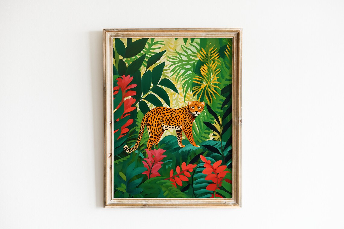Leopard Botanical Art Print, Nursery Decor