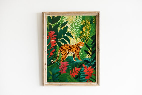 Leopard Botanical Art Print, Nursery Decor