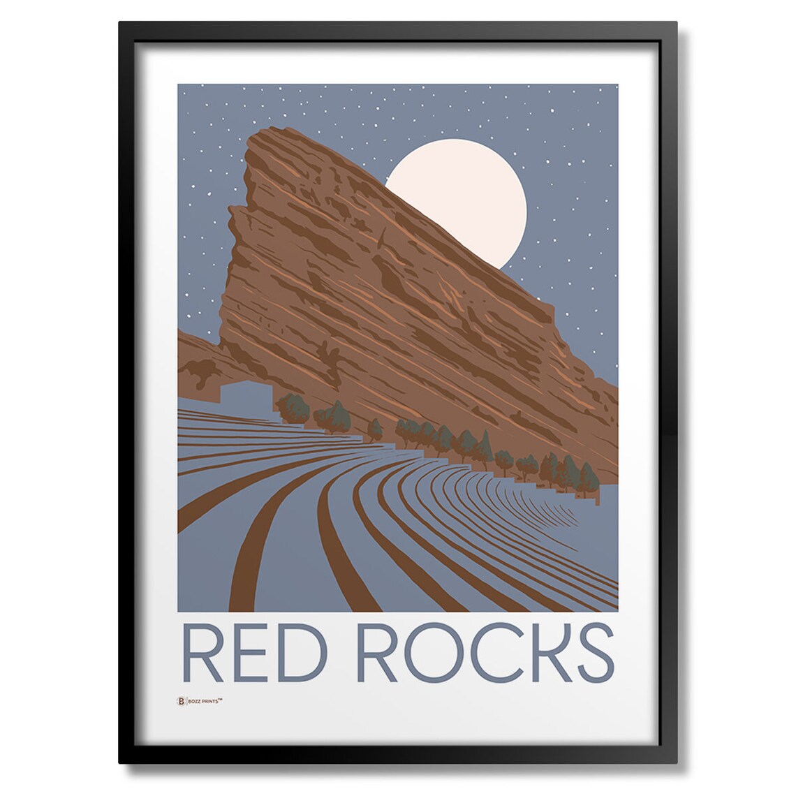 Red Rocks Amphitheater Night Art Print