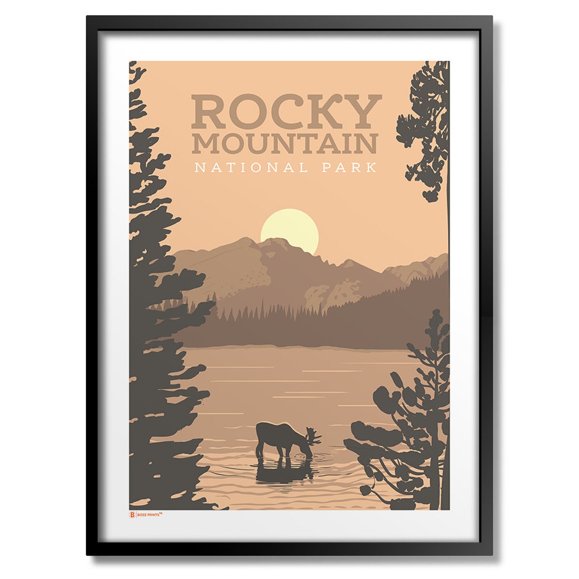Rocky Mountain National Park Moose Bear Lake Sunset Travel Poster