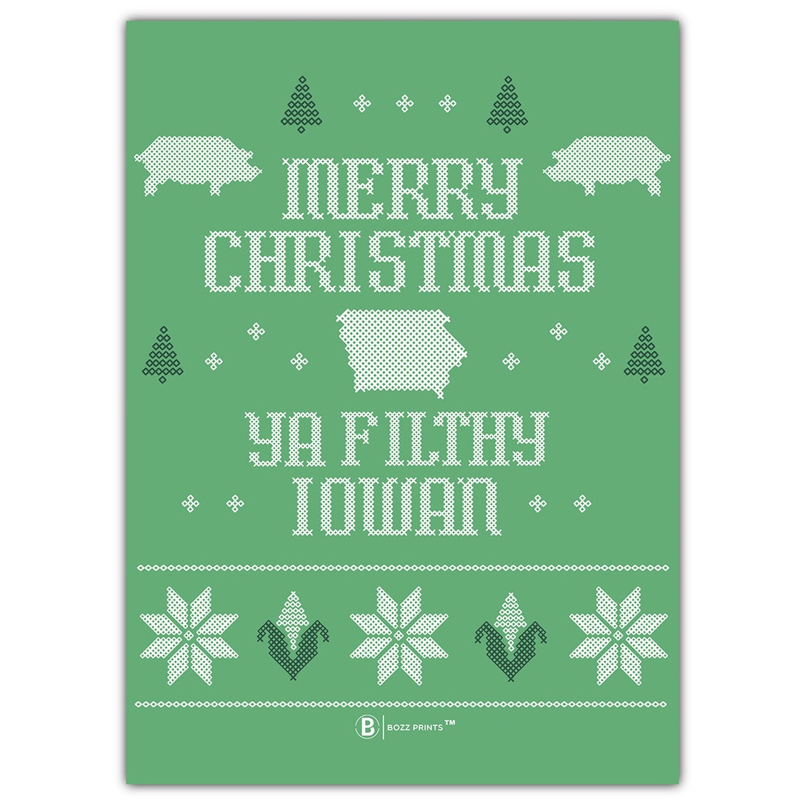 Merry Christmas Ya Filthy Iowan Sweater Style Funny Holiday Poster
