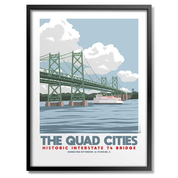 Quad Cities Historic I 74 Bridge Poster Print
