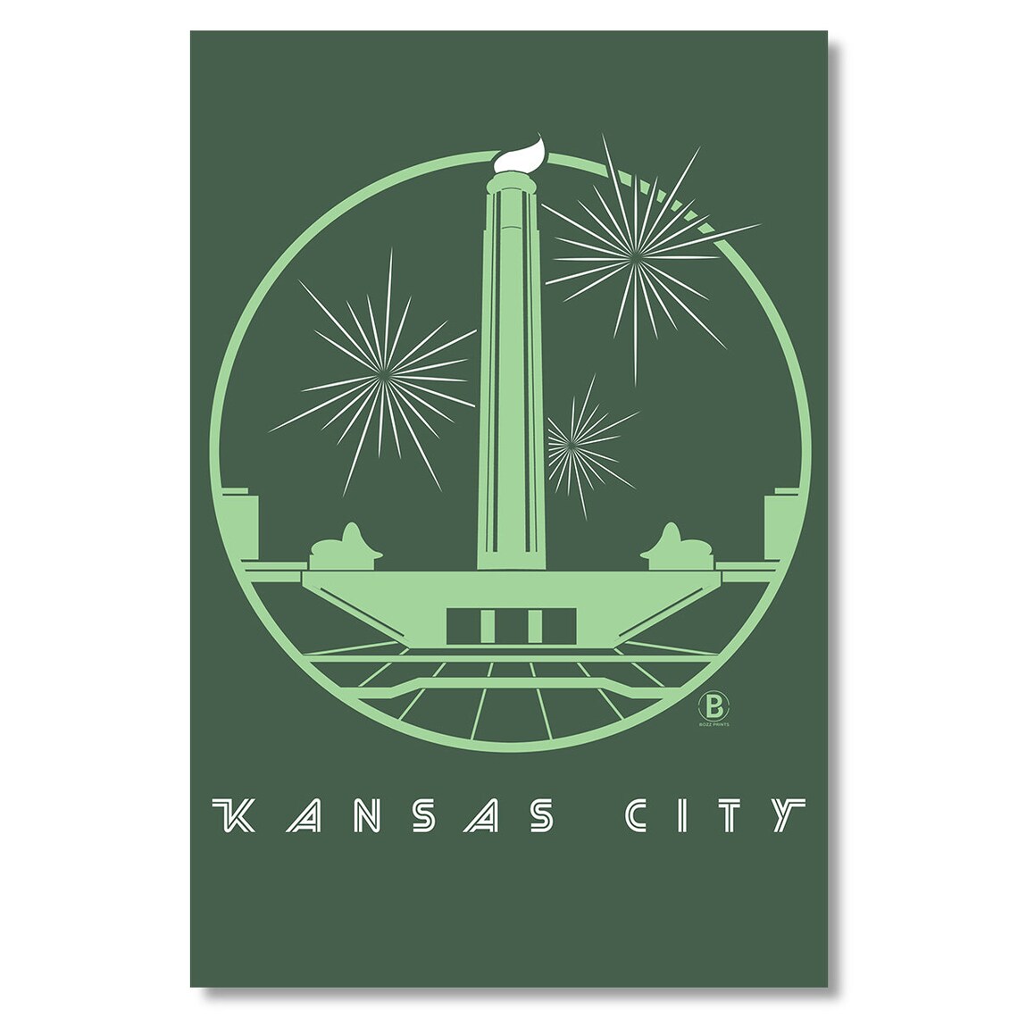 Kansas City Missouri Liberty Memorial Fireworks Night Sky Poster