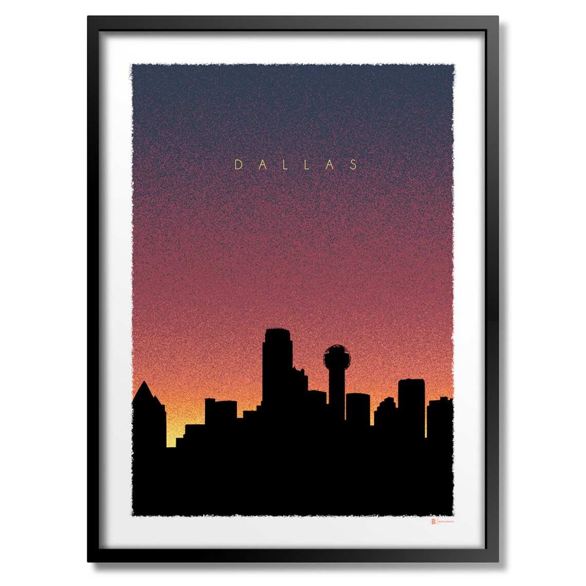 Dallas Texas Skyline Silhouette Sunset Dusk Minimalist City Poster