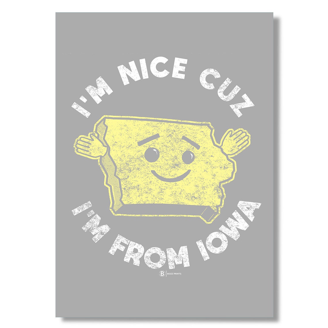 I'm Nice Cuz I'm From Iowa Funny Smiling State Mascot Art Poster