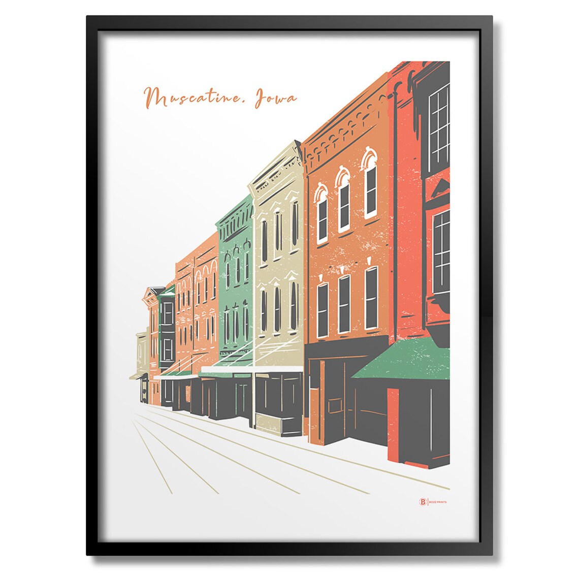 Downtown Muscatine Travel Poster, City View