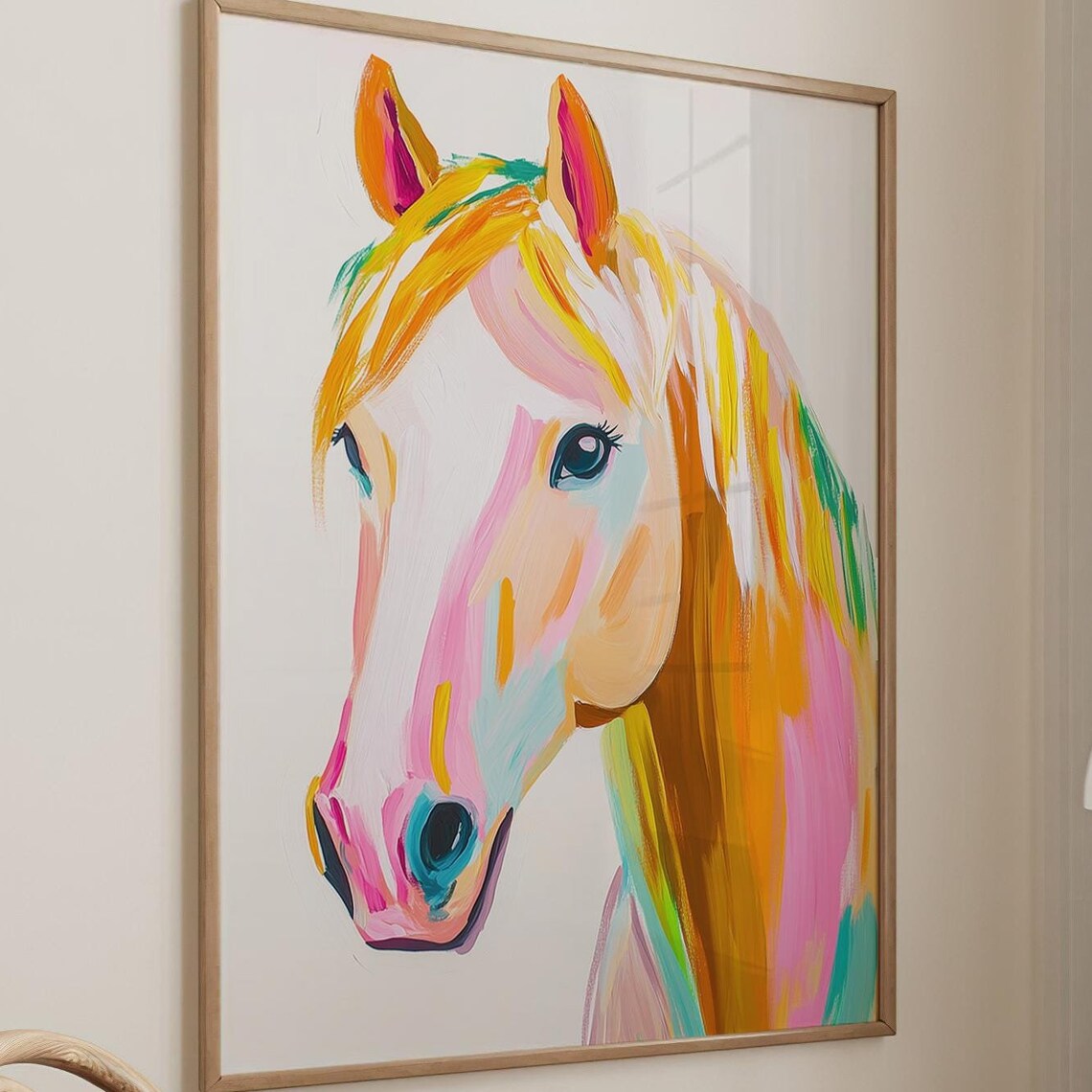 Colorful Horse Head Portrait Modern Pop Art Equine Animal Poster