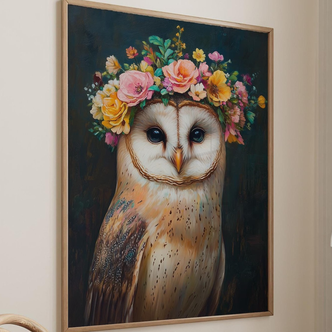 Owl Maximalist Eclectic Animal Portrait, Funky Poster