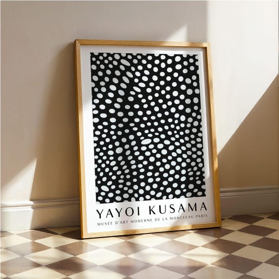 Yayoi Kusama Dots Wall Art Black And White Polka Dot Artwork Inspired By Kusama Exhibition Print For Office Or Living Room