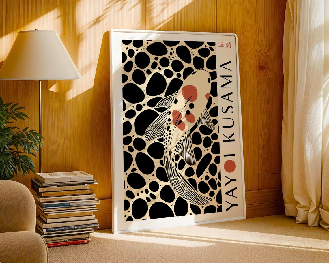 Yayoi Kusama Abstract Koi Fish Wall Art Bedroom Koi Fish Poster Koi Fish Poster Koi Fish Print Kusama Inspired Print Japanese Art - Image 3