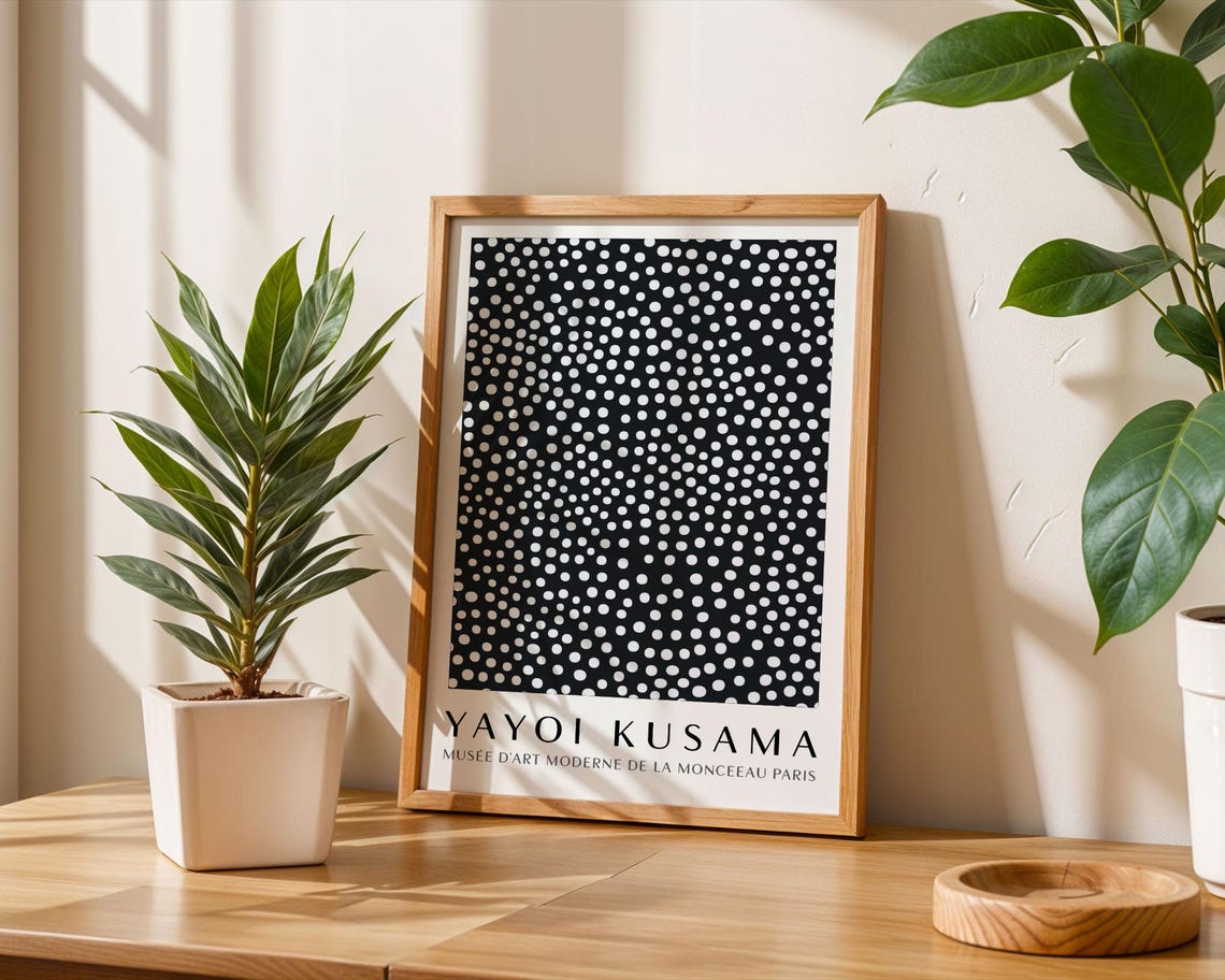 Yayoi Kusama Dots Wall Art Black And White Polka Dot Artwork Inspired By Kusama Exhibition Print For Office Or Living Room - Image 6